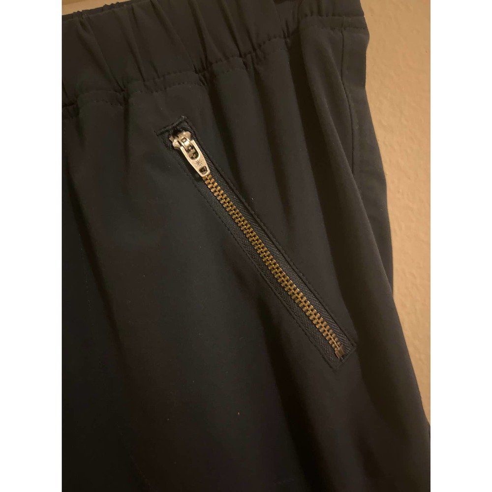 Athleta Women’s Cropped Joggers Black Zipper Front Pockets & Adjustable Length - Picture 2 of 4